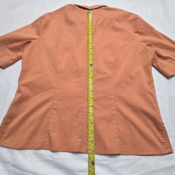 New York & Company (NY&C) Womens Size L Button Top Blouse Short Sleeve in Orange - Picture 9 of 12